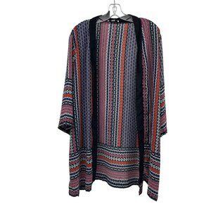 Studio Works Womens Open Front Top Multicolor Stripes 3/4 Sleeve Sie 2X